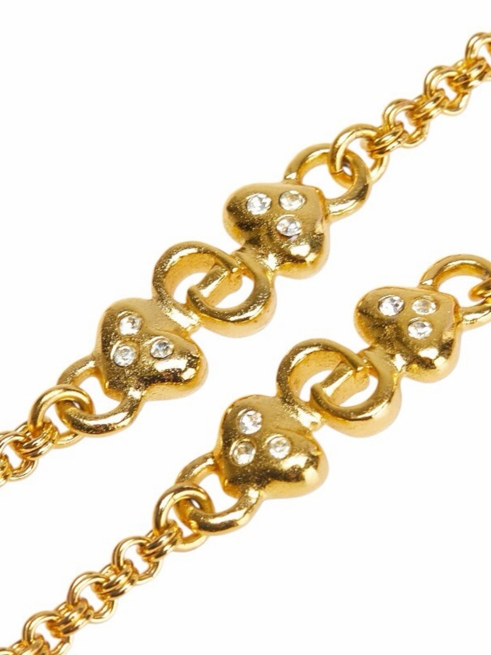 Christian Dior Gold Long Necklace w CD Logo & Hearts